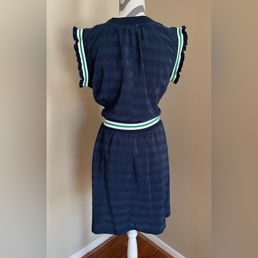 Voy - Elegant Navy Midi Dress - w/ Cute Trim Dteails - Size: Medium - Picture 3 of 8